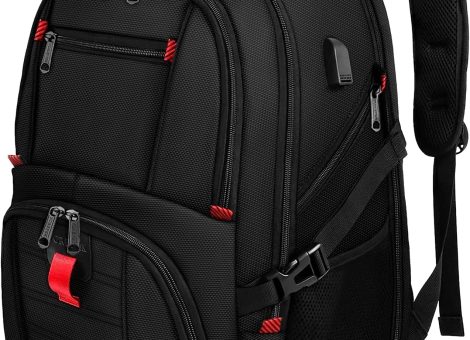YOREPEK Travel Backpack, Extra Large 50L Laptop Backpacks for Men Women, Water Resistant College Backpacks Airline Approved Business Work Bag with USB Charging Port Fits 17 Inch Computer, Black